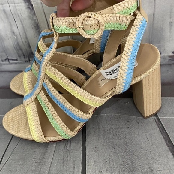NWT,Antonio Melani Gwindolin Raffia T-Strap Dress Block Heeled Sandals Sz. 10 - Picture 9 of 10